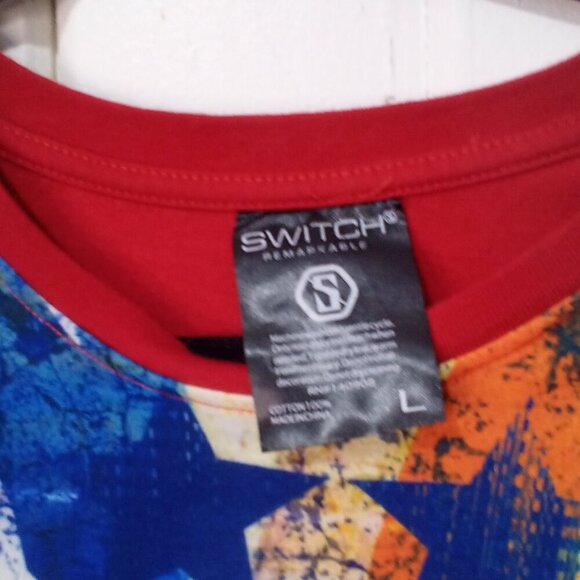 Switch Shirt Men L Short Sleeve NY 2016 Stars Red Blue Orange - Picture 12 of 15